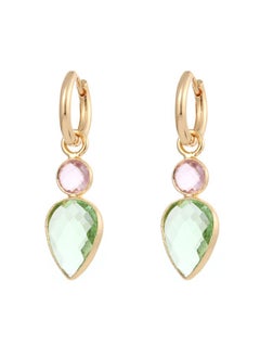 HaveDream Crystal edging Gold-Plated Earrings, Ladies' All-Match Geometric Earrings - Heart-Green  - Image 3