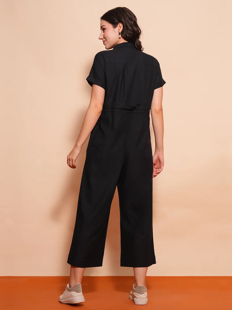 globus Women Linen Basic Jumpsuit