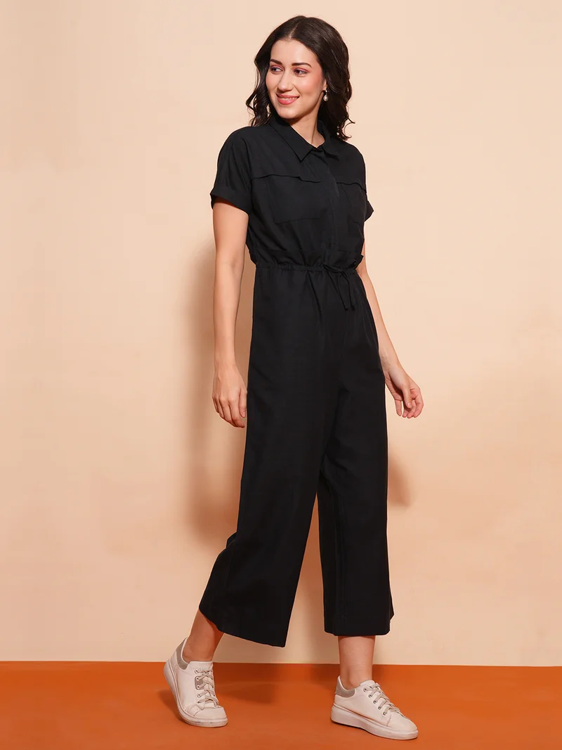globus Women Linen Basic Jumpsuit