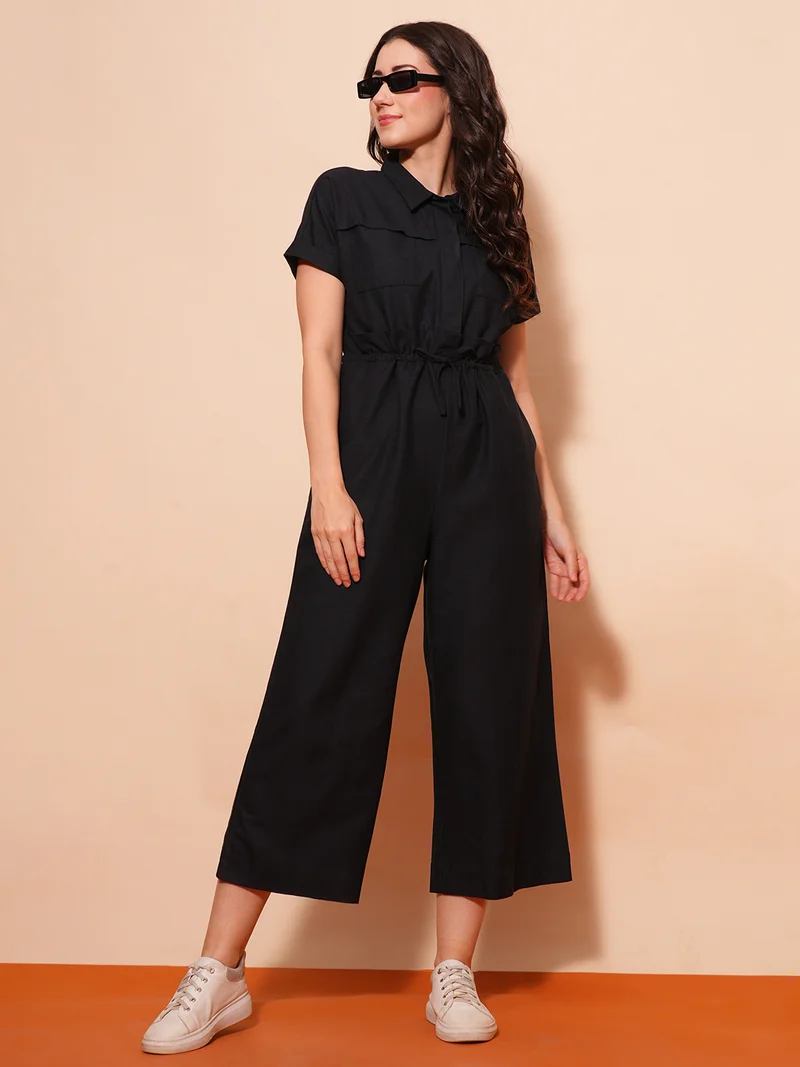 globus Women Linen Basic Jumpsuit