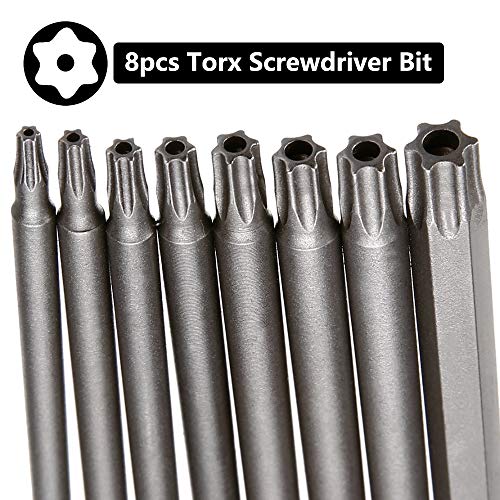 Saipor Saiper 8 Pieces 1/4 Inch Hex Shank Torx Security Head Screw Driver Bit Magnetic Star S2 Steel Screwdriver Set Bits T8-T40, 150mm/6 Inch Long - Image 2