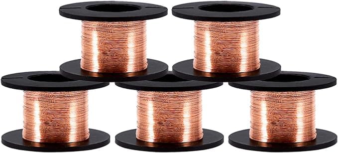 Maxmartt سلك نحاسي ماكس مارت، 5 قطع سلك مغناطيسي، قطر 0.1 مم، طول 15 م، أسود، لمحولات، محاثات، إصلاح الإلكترونيات - Image 1