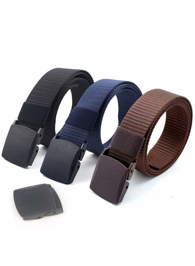 Coobbar 3-Pack Nylon Canvas Belt Plastic Buckle Belt Travel Adjustable Nylon Web Slide Belt, Dark, Generic - Image 1