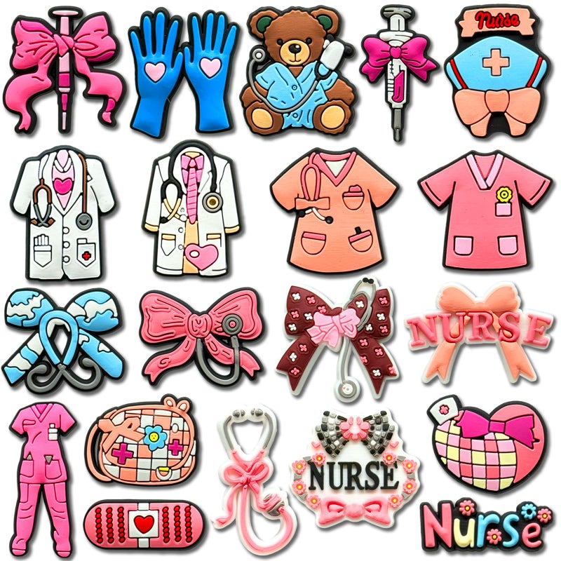 Chionwen 20Pcs Medical Shoe Decoration Charms for Croc Clog, Nurse Charms Accessories - Image 1