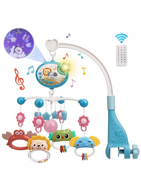 Mini Tudou Crib Mobile with Music and Lights,Baby Mobile for Crib with Hanging Rotating Rattle Toy,Star Projection,400 Lullabies and Timing Function,Remote Control Baby Crib Mobile for Boys Girls