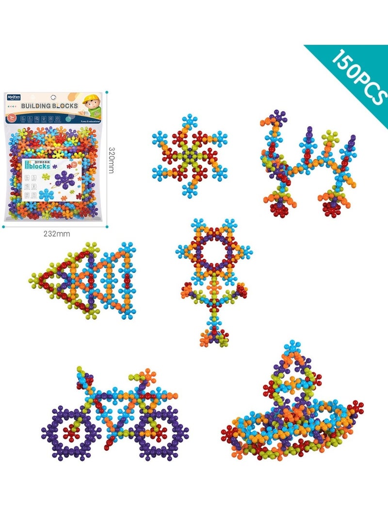 Meifen Rainbow Colors DIY Plum Blossom Building Blocks,Reusable Educational Toys for 3+ Year Olds, Washable Materials, Creative Early Learning and Motor Skills Development, Gifts for Toddlersï¼150pcsï¼ - Image 1