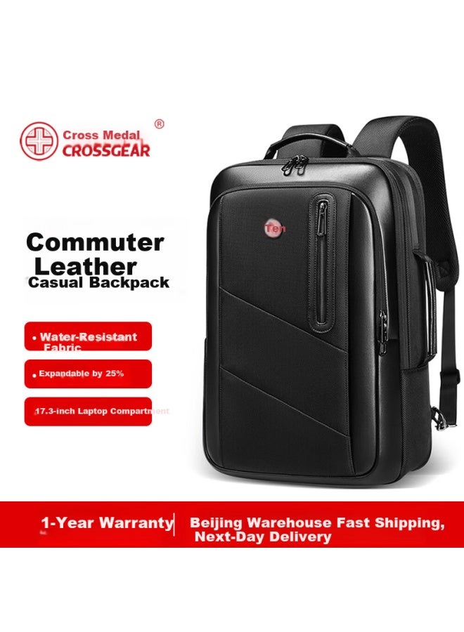 CROSS+GEAR Crossgear Cross Medal Business Backpack Men's Lightweight Commuter Leather Laptop Bag 16-inch Travel Bag - Image 1