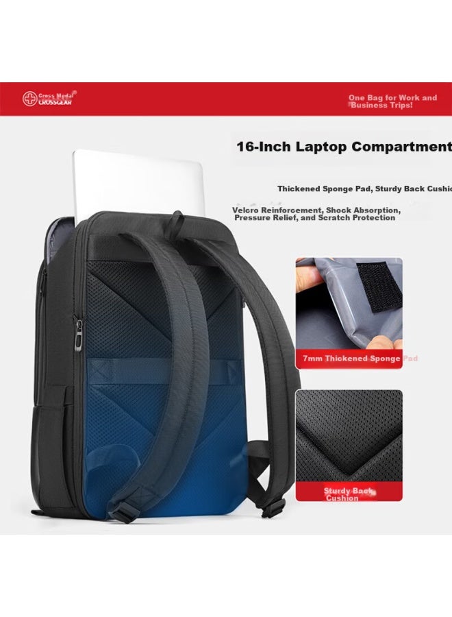 CROSS+GEAR Crossgear Cross Medal Business Backpack Men's Lightweight Commuter Leather Laptop Bag 16-inch Travel Bag - Image 3