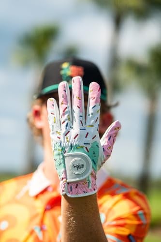 SHANKITGOLF Men’s Left Hand Golf Glove - Cabretta Leather Palm for Soft Tour Feel, Bold Styling - Ice Cream, M/L - Image 2