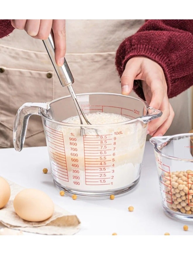 Glass Measuring Cup for Home Food, Milk Cup with High Temperature Resistant Scale, Suitable for Egg Cup for Baking in Kitchen and Microwave (1000ml) - Image 1