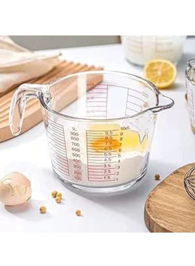 Glass Measuring Cup for Home Food, Milk Cup with High Temperature Resistant Scale, Suitable for Egg Cup for Baking in Kitchen and Microwave (1000ml) - Image 4