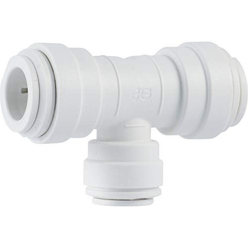 John Guest Speedfit 3/8 Inch x 3/8 Inch x 1/4 Inch OD Reducing Tee, Push to Connect Plastic Plumbing Fitting, PP30121208WP - Image 1