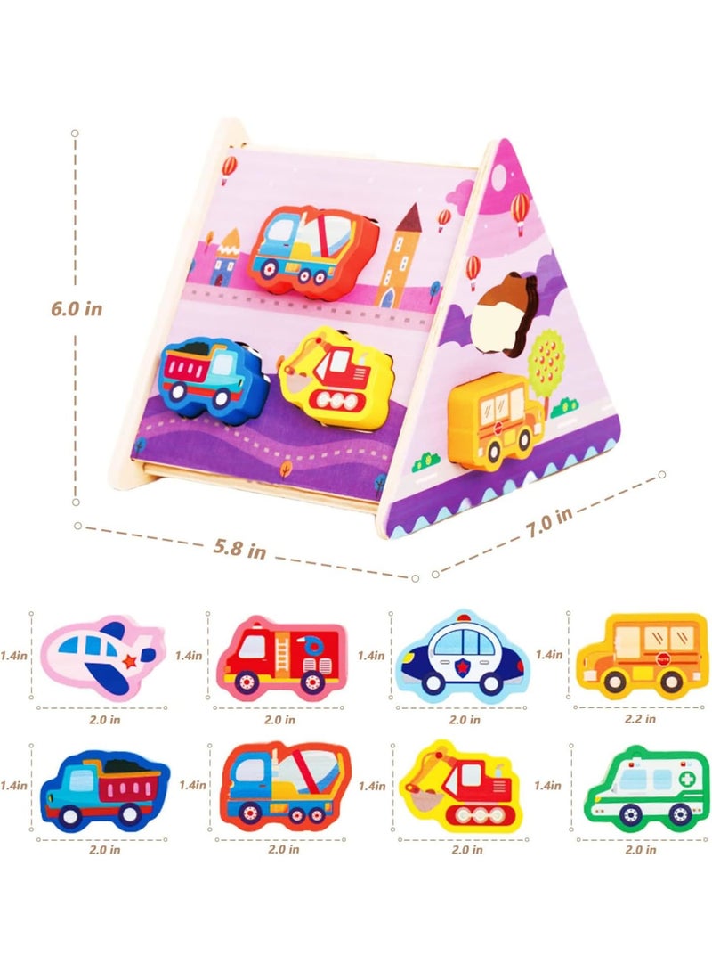 SOLARAE ألعاب ألغاز خشبية للأطفال، هدايا تعليمية للأطفال، ألغاز شكل وسائل النقل صديقة للبيئة، لعبة سفر للأطفال، للأولاد والبنات من عمر 1 2 3 سنوات - Image 4