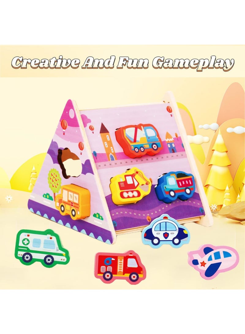 SOLARAE ألعاب ألغاز خشبية للأطفال، هدايا تعليمية للأطفال، ألغاز شكل وسائل النقل صديقة للبيئة، لعبة سفر للأطفال، للأولاد والبنات من عمر 1 2 3 سنوات - Image 2
