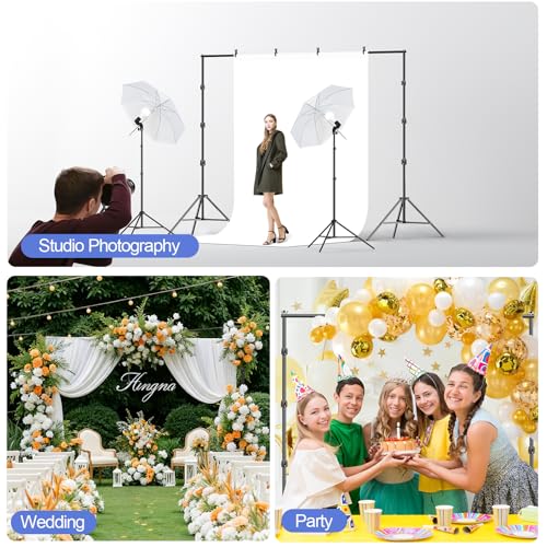 EMART 85x10ft Green Screen Backdrop Kit with 6x9ft Polyester BackdropBlackWhiteGreen Adjustable Photography Background Support System for Studio Photography Parties Wedding Video Shooting - Image 3