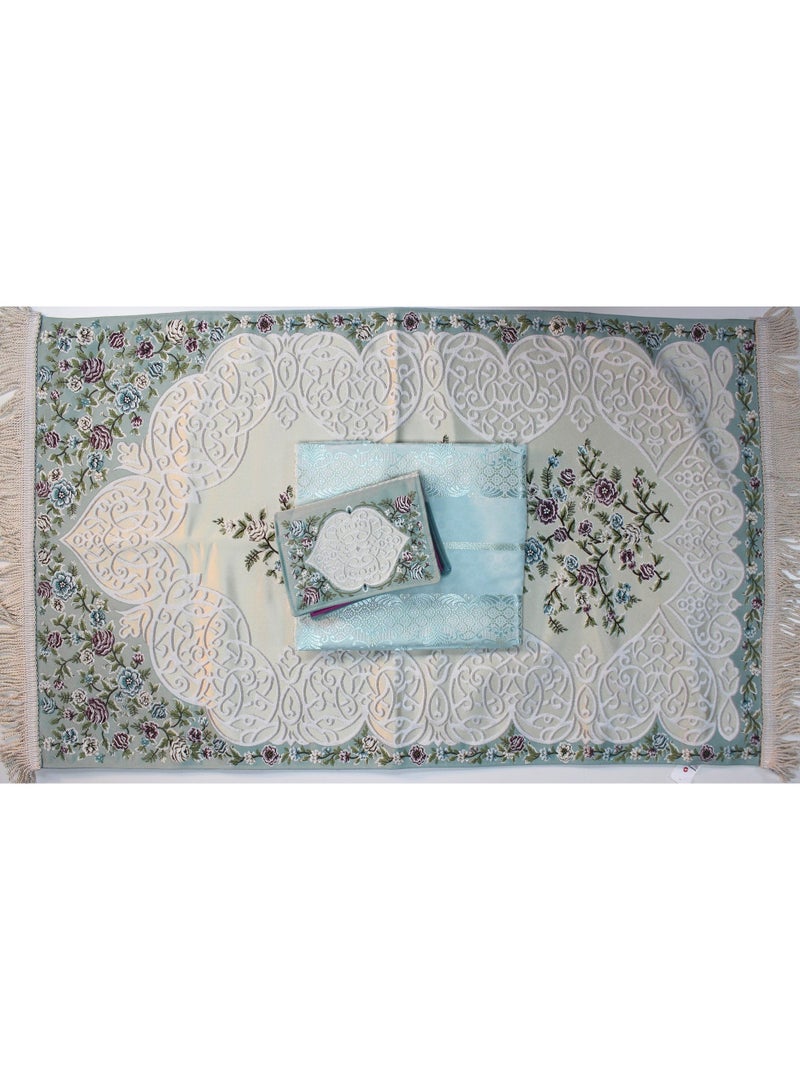 سندس مجموعة الصلاة طقم الصلاة ثوب و سجادة و غطاء للمصحف - Image 1