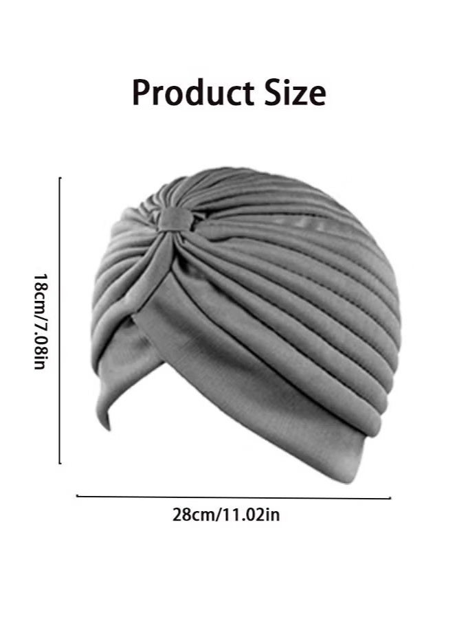 GMORO 6 Pieces Turbans for Women Soft Turban Head Wrap Pleated Beanie Cap - Image 4