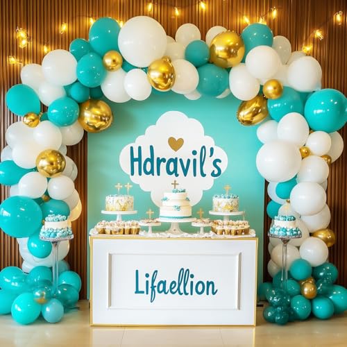RUBFAC 129pcs Teal Blue Balloons Different Sizes 18 12 10 5 Inch Latex Turquoise Teal Balloon Garland Arch for Party Decoration Birthday Wedding Engagements Anniversary Baby Shower Party Supplies - Image 5