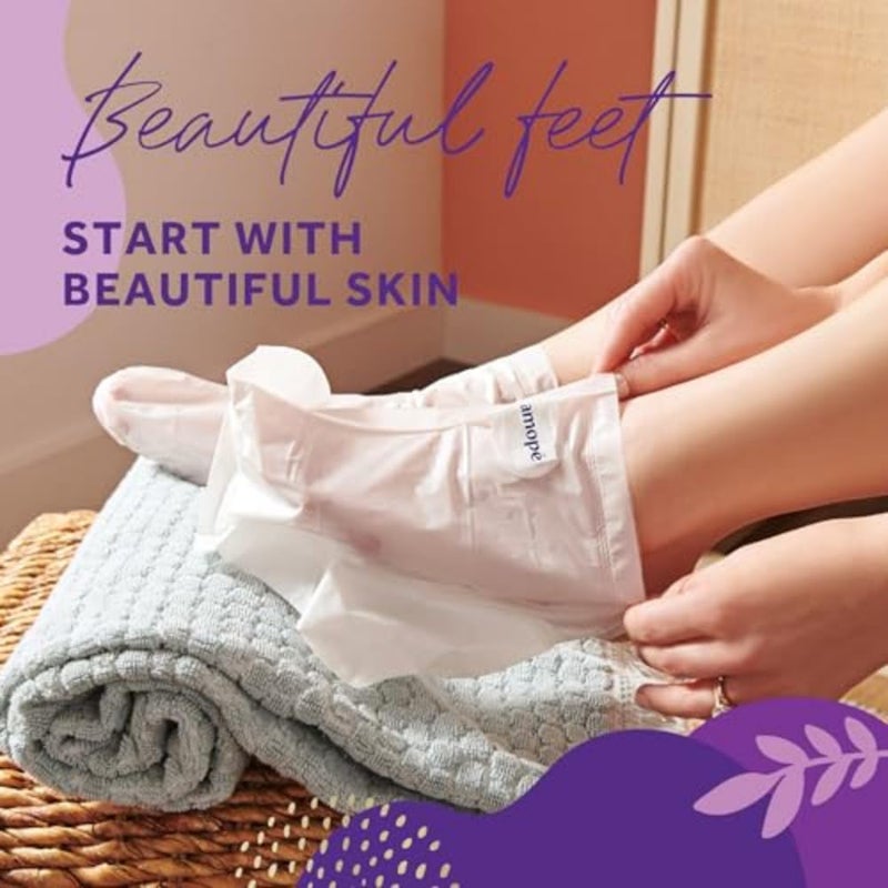 Amope AmopÃ© PediMask 20-Minute Foot Mask, Intensely Moisturizing Socks, Rejuvenates & Soothes, Self-Care, w/ Lavender Oil, Urea, a Blend of Moisturizers & Vitamin Complex for Long Lasting Hydration, 3 pair - Image 3