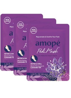 Amope Amopé PediMask 20-Minute Foot Mask, Intensely Moisturizing Socks, Rejuvenates & Soothes, Self-Care, w/ Lavender Oil, Urea, a Blend of Moisturizers & Vitamin Complex for Long Lasting Hydration, 3 pair  - Image 1