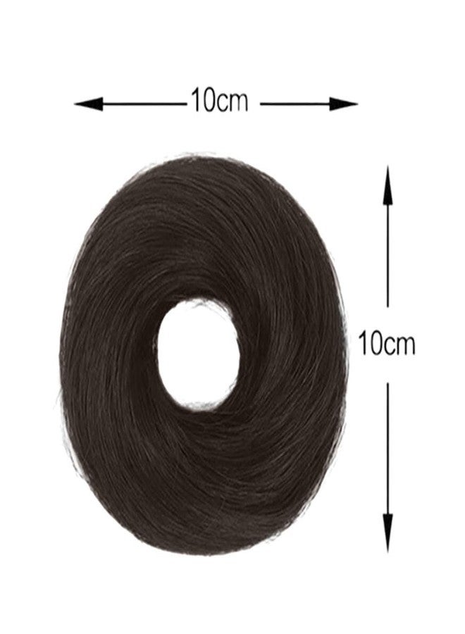 BLUSHIA Natural Brown Human Hair Buns - Messy Juda Bun - Donut Scrunchies with Elastic Rubber band - 1 Pc - Image 3