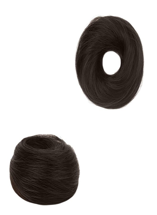 BLUSHIA Natural Brown Human Hair Buns - Messy Juda Bun - Donut Scrunchies with Elastic Rubber band - 1 Pc - Image 5