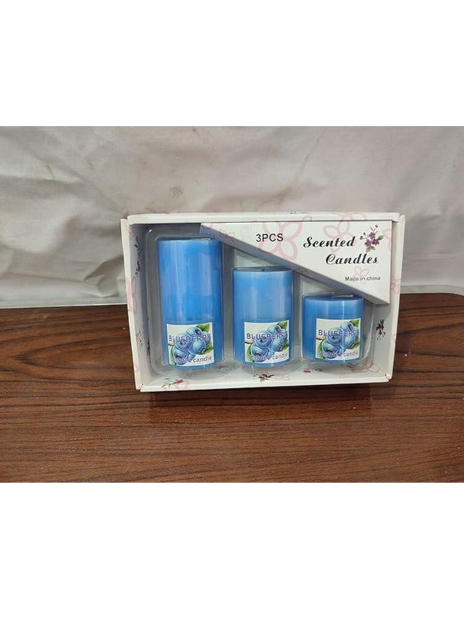 Floral Scented Candles 3 Pieces (Blue)  - Image 2