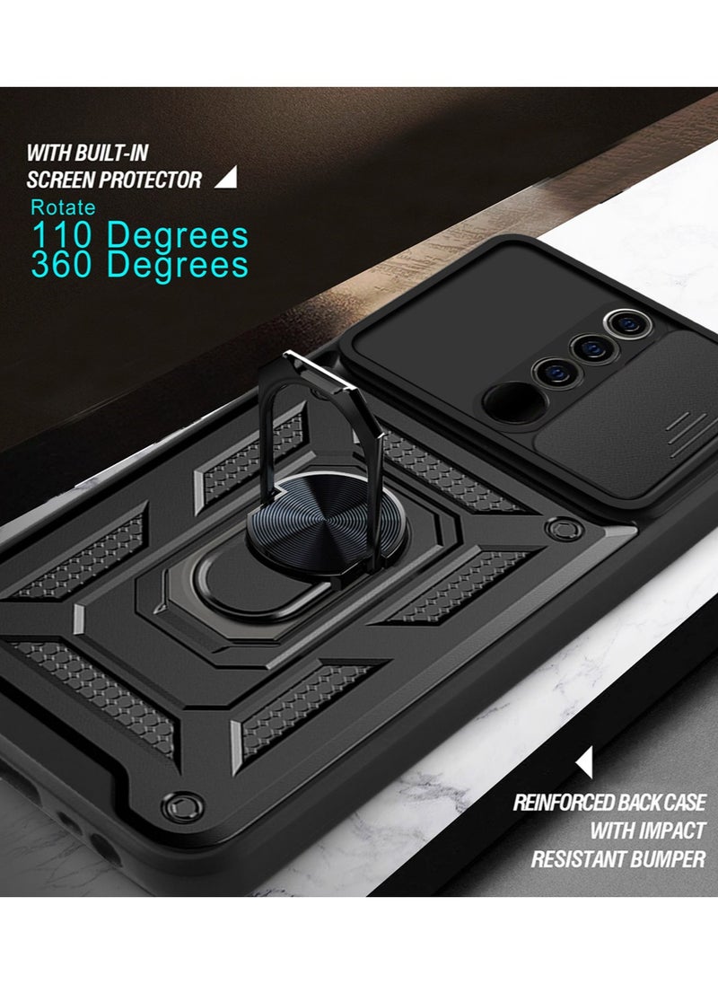 Generic - Case Cover Shockproof Windows Protective Case with Camera Protection and Metal Ring Compatible with Redmi Note 8 Pro (Black) - Image 1