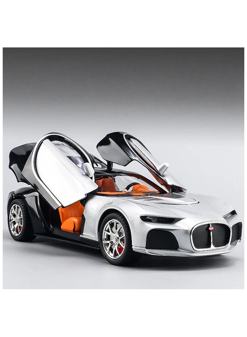 بوغاتي سيارة بوجاتي أتلانتيك موديل دايكاست ألومنيوم 1:24 بوظيفة السحب الخلفي أضواء مضيئة جزئياً هدية لهواة الجمع - Image 2