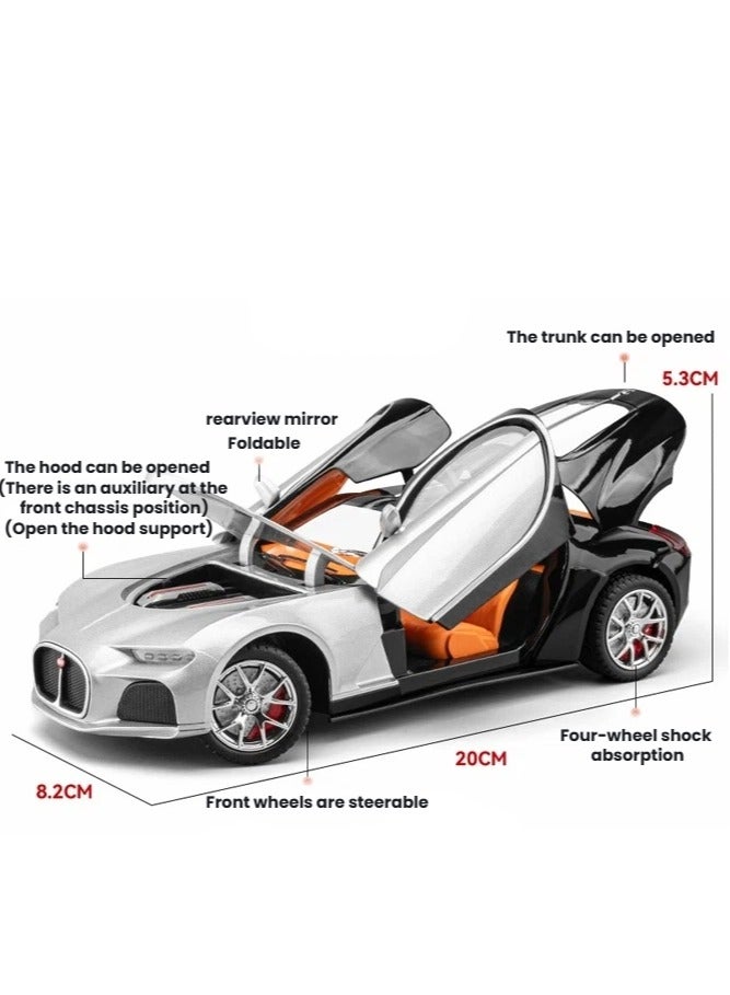 بوغاتي سيارة بوجاتي أتلانتيك موديل دايكاست ألومنيوم 1:24 بوظيفة السحب الخلفي أضواء مضيئة جزئياً هدية لهواة الجمع - Image 3