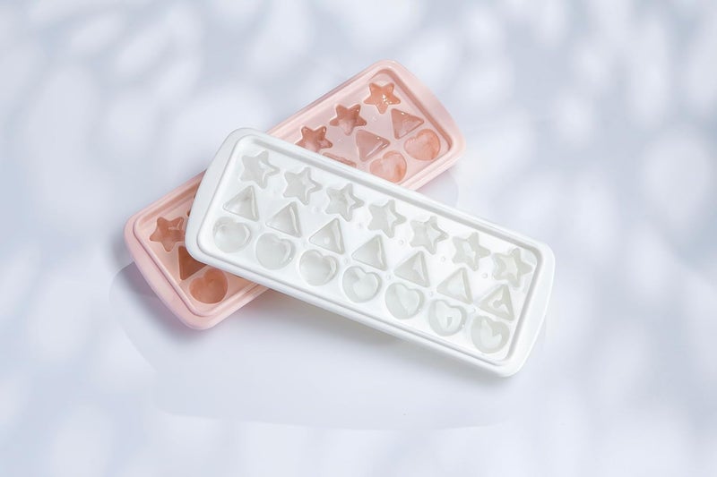 inochi Kari 21 Slot Ice Tray with Lid and Storage Box| Ice Cube Molds in Star, Triangle and Heart Shapes|Flexible Molds|Easy-Release Ice tray for Freezer|Antibacterial Additives|BPA Free|Pearl White - Image 4