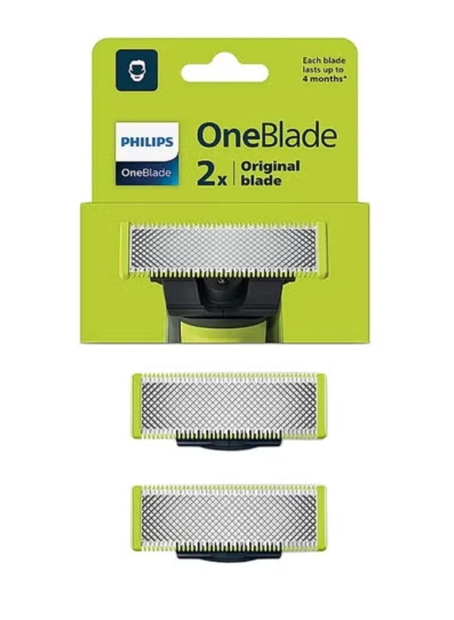 Philips OneBlade Replacement Blades QP220/51,Trim, Edge & Shave Any Length of Hair,2 Replaceable Original Blades,Fits All OneBlade Handles, Wet & Dry Use QP220/51Green - Image 1