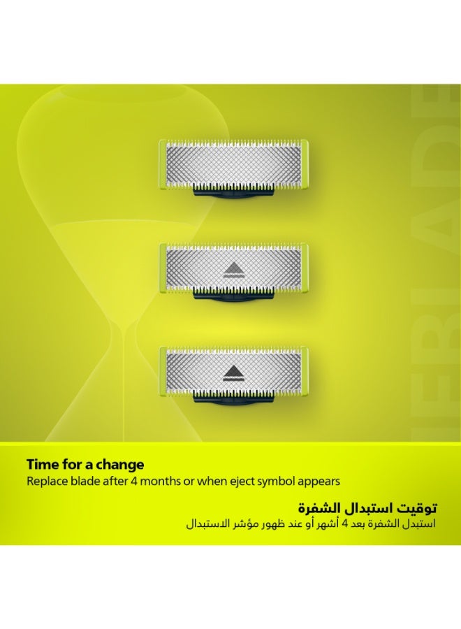 Philips OneBlade Replacement Blades QP220/51,Trim, Edge & Shave Any Length of Hair,2 Replaceable Original Blades,Fits All OneBlade Handles, Wet & Dry Use QP220/51Green - Image 3
