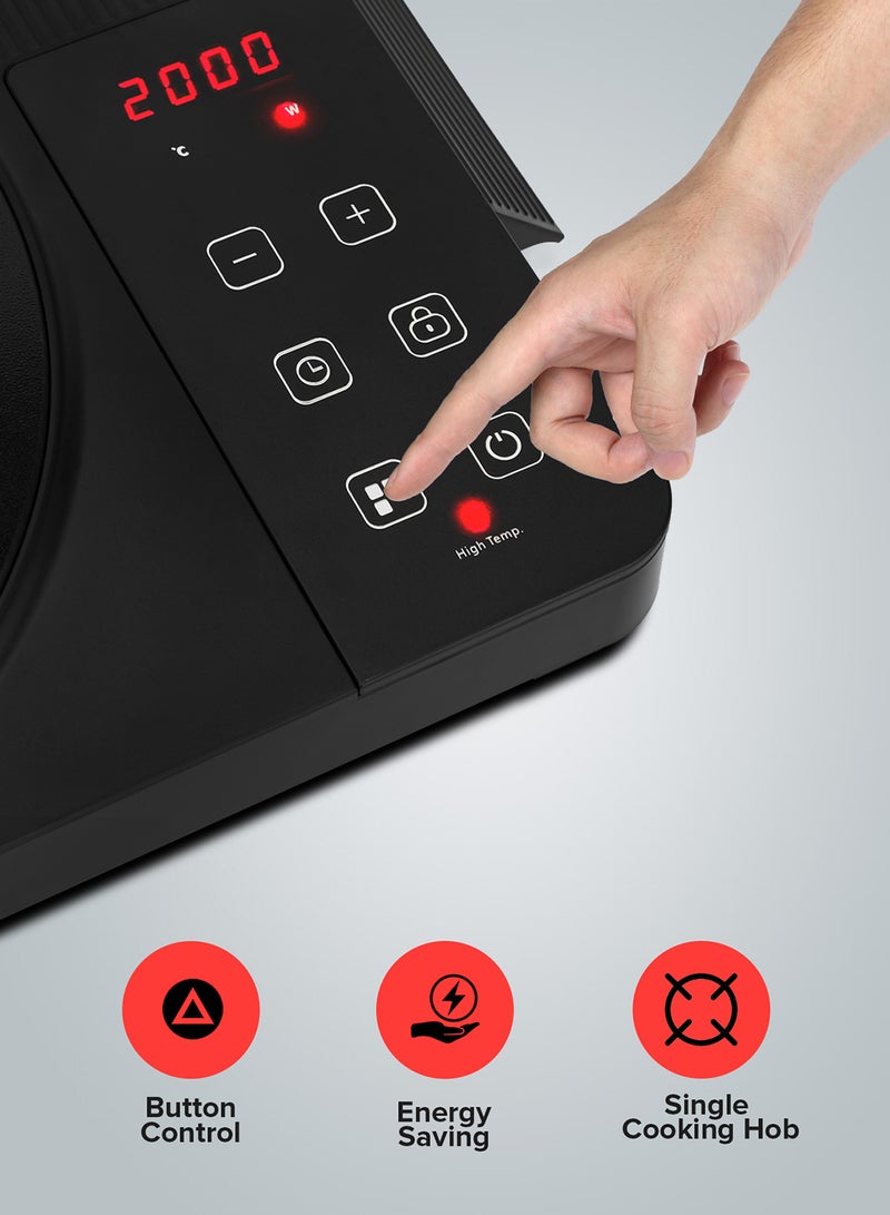 GEEPAS Digital Infrared Cooker Infrared Burner-GIC6101, With 10 Level Adjustable Temperature, Single Cooking Hob With Button Control, Multi Functions Include Hot Pot, Fry, Stir Fry, BBQ, Soup, Water, Warm 2200 W GIC6101K Black - Image 3