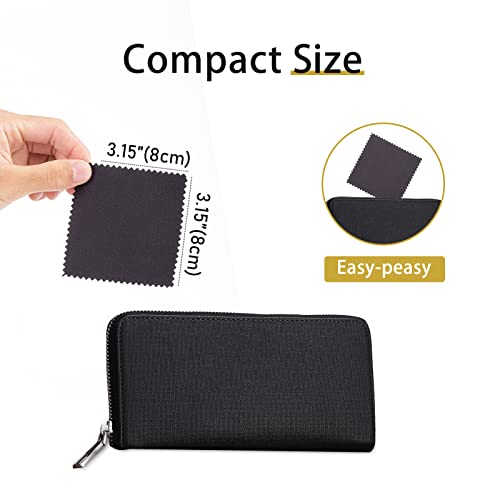 CATIFLIN 100pcs Premium Jewelry Cleaning Cloth, Silver Polishing Cloth Individually Wrapped, for Sterling Silver, Gold, Brass, Silverware, Coin, Ring, Watch and More (Black, 3.15" x 3.15") - Image 3