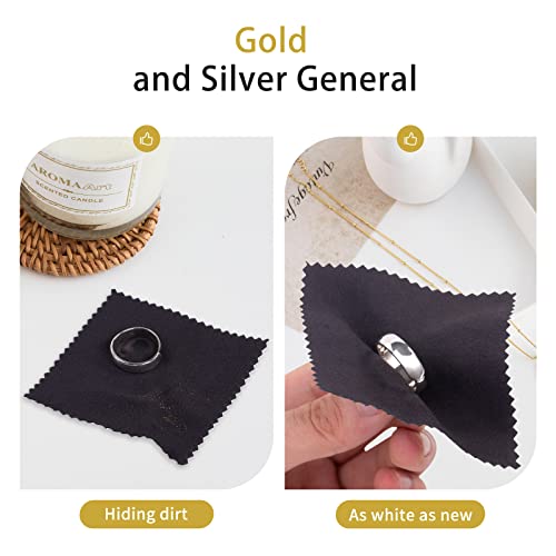CATIFLIN 100pcs Premium Jewelry Cleaning Cloth, Silver Polishing Cloth Individually Wrapped, for Sterling Silver, Gold, Brass, Silverware, Coin, Ring, Watch and More (Black, 3.15" x 3.15") - Image 4