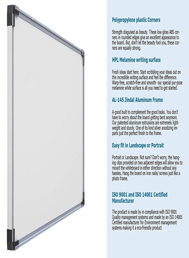 Nechams® Magnetic White Board Resin Steel Surface Pack of (2) (Size: 3ft x 2ft) - Image 2