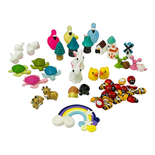 Krisah Resin Miniature Garden Ornaments Kit or DIY Fairy Garden Dollhouse Decor Landscaping Decor - 50 pieces - X-Small, Multicolor - Image 1
