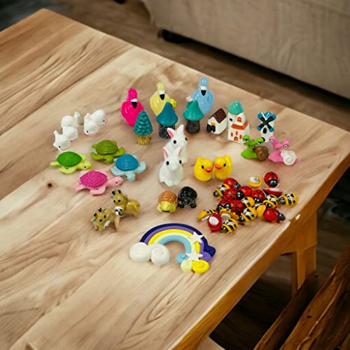Krisah Resin Miniature Garden Ornaments Kit or DIY Fairy Garden Dollhouse Decor Landscaping Decor - 50 pieces - X-Small, Multicolor - Image 2