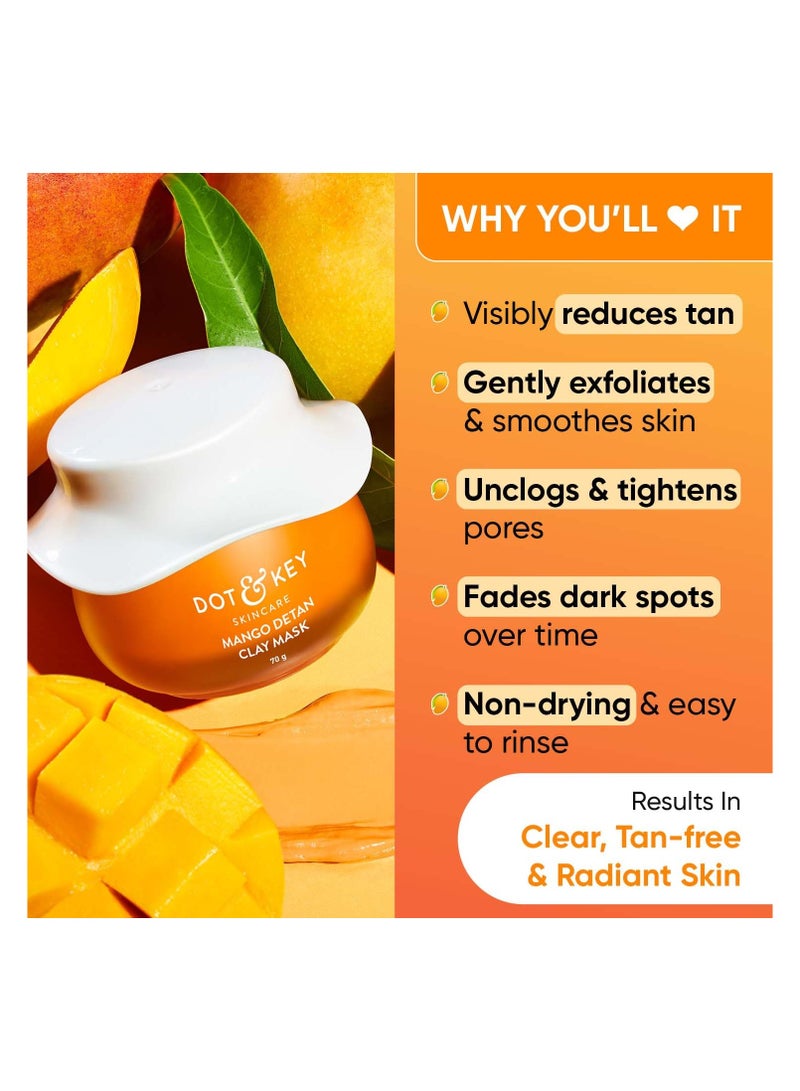 دوت آند كي قناع الطين لإزالة السمرة بالمانجو ديتان | قناع الطين للوجه بالجليكوليك واللاكتيك | رائع لجميع أنواع البشرة | عطر المانجو الطازج | 70 جرام - Image 3