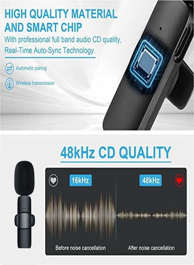 Mini Wireless Clip-on Lavalier Microphone Omnidirectional Mic 2 Transmitter 1 Receiver with Wind Type-C Port Replacement for Android Smartphone Live Stream Interview Video Conference - Image 4