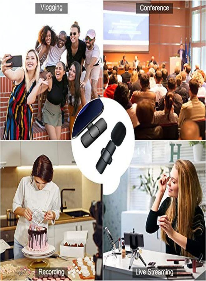 Mini Wireless Clip-on Lavalier Microphone Omnidirectional Mic 2 Transmitter 1 Receiver with Wind Type-C Port Replacement for Android Smartphone Live Stream Interview Video Conference - Image 5
