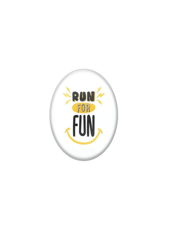 AVI White Metal Pin Badges with Positive Quotes Run for Fun Design R8001051 - Image 1