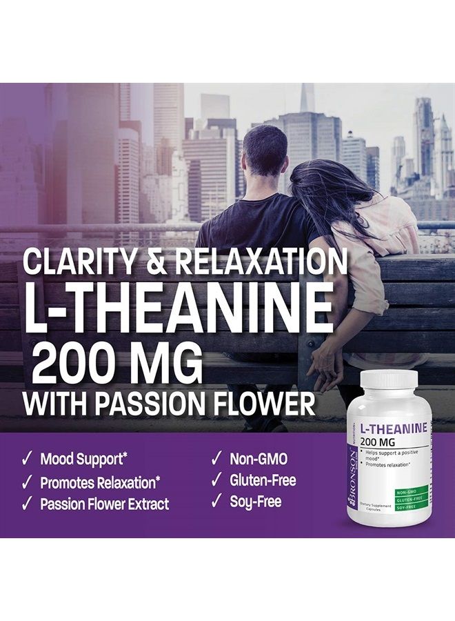 Bronson L-Theanine 200mg (Double-Strength) with Passion Flower Herb, Non-GMO Gluten-Free Soy-Free Stress Management Supplement, 120 Capsules  - Image 3