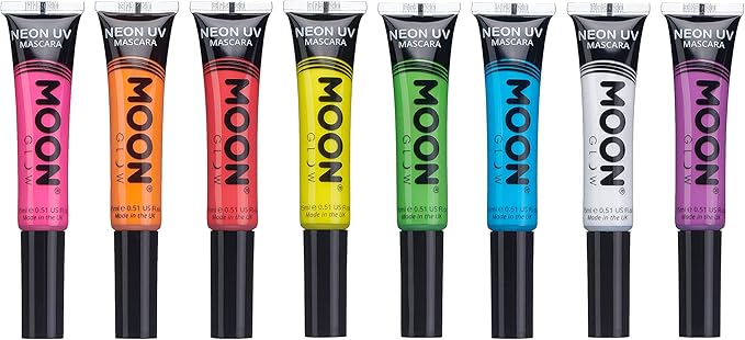 Moon Glow Neon UV Mascara Choose from 8 colours Glows brightly under UV Lighting Set of 8 - Image 1