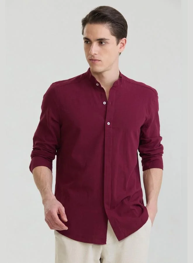 FELIX HARDY Men's Cotton Linen Blend Long Sleeve Shirt