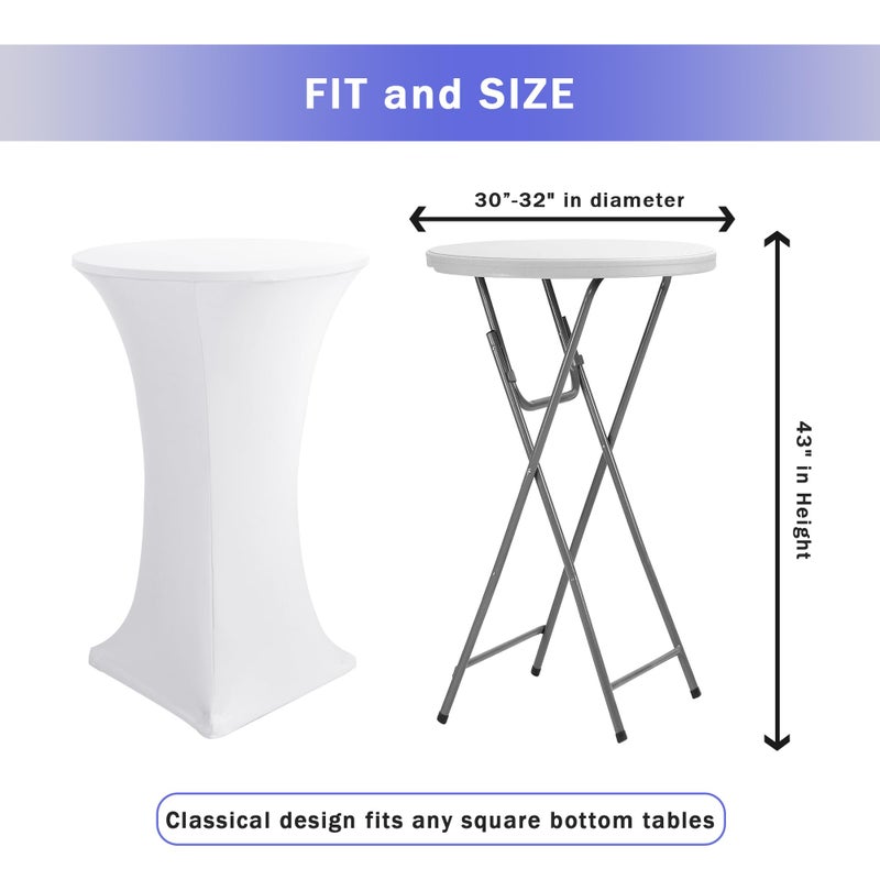 HolidayIdeas Cocktail Table Covers, 2 Pack - Fitted Stretch Spandex High Top Cocktail Tablecloths with Elastic Corners (White, Fit for 30"-32" Diameter x 43" Height Tables) - Image 5