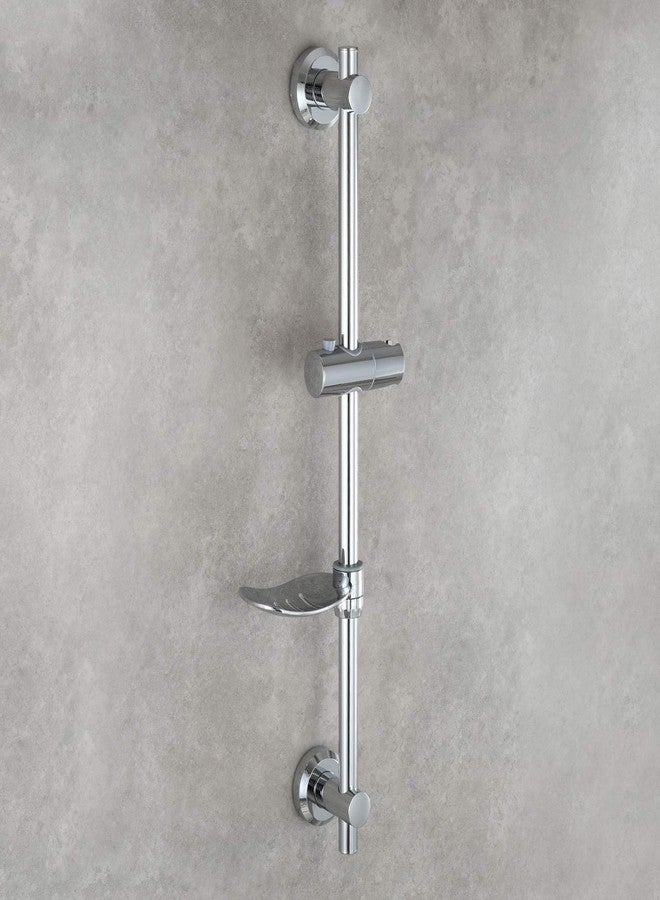 Tecmolog Drill Free Shower Slide Bar ABS Plastic Height/Angle Adjustable Shower Rail Suction with Dish Chrome, BC4044 - Image 2