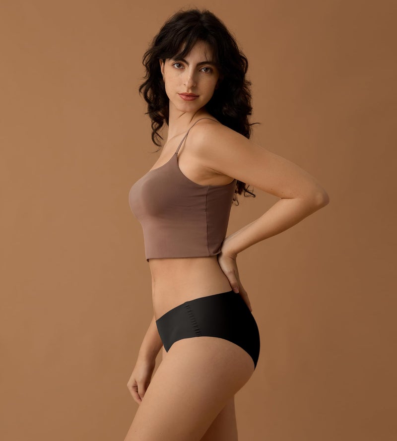 SHARICCA Womens Seamless Underwear No Show Hipster Panties Invisible Lightweight Nuage Bikinis Briefs Microfiber Pack, Black, 5P02,M - Image 4