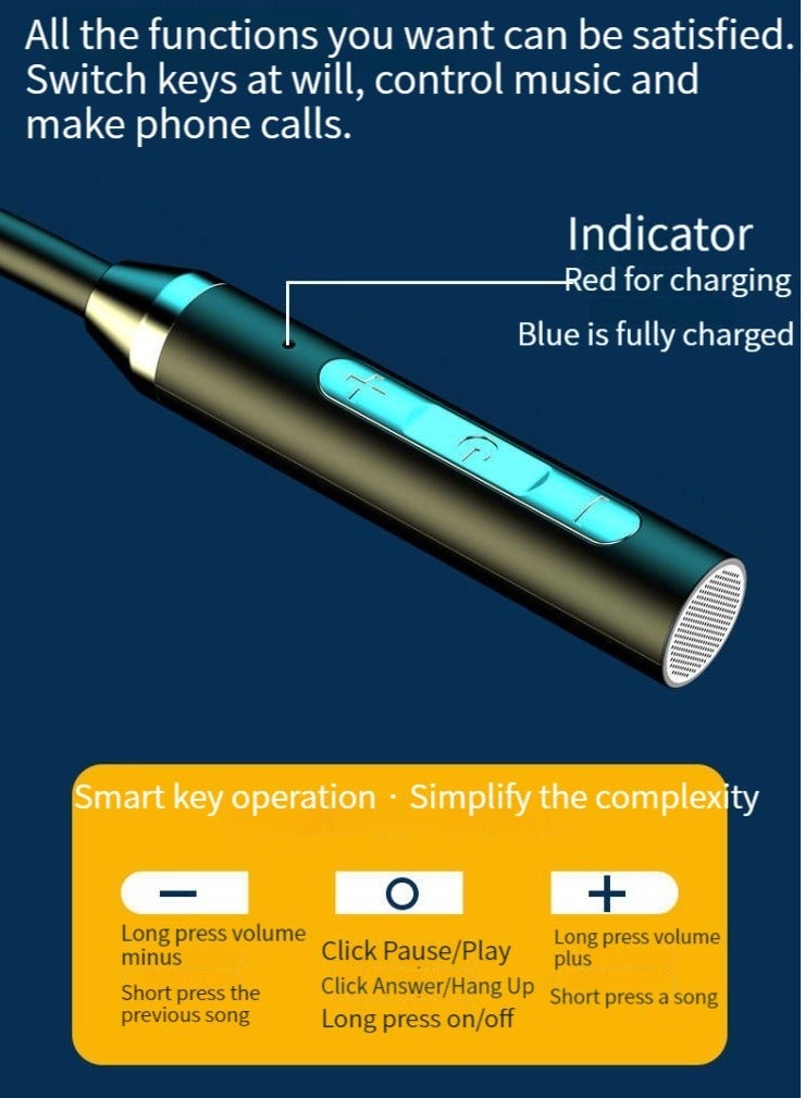 GELESE سماعات أذن رياضية لاسلكية بلوتوث ثنائية الأذن تتدلى من الرقبة مع عمر بطارية طويل جداً باللون الأسود - Image 5